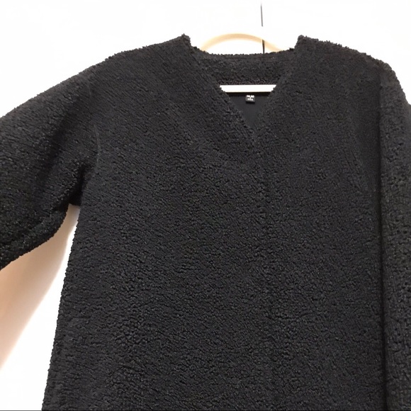 SOLD! N/A ~New UNIQLO Coatigan Coat~Fleece (Sherpa/Persian Lamb Style) ~ Black~M - Picture 4 of 7